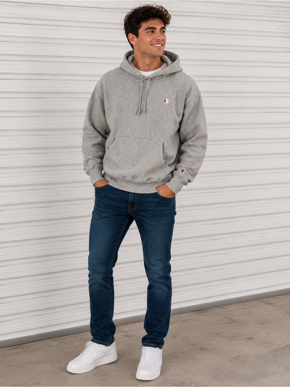 Champion Gray Pullover Hoodie with Logo